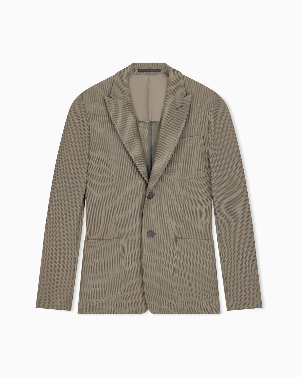 Single-breasted jacket in technical waffle fabric