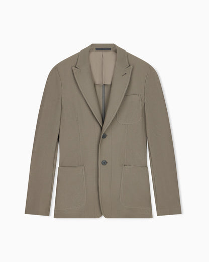 Single-breasted jacket in technical waffle fabric
