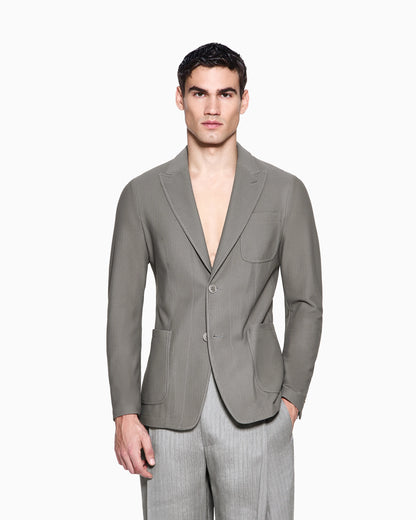 Single-breasted jacket in technical waffle fabric