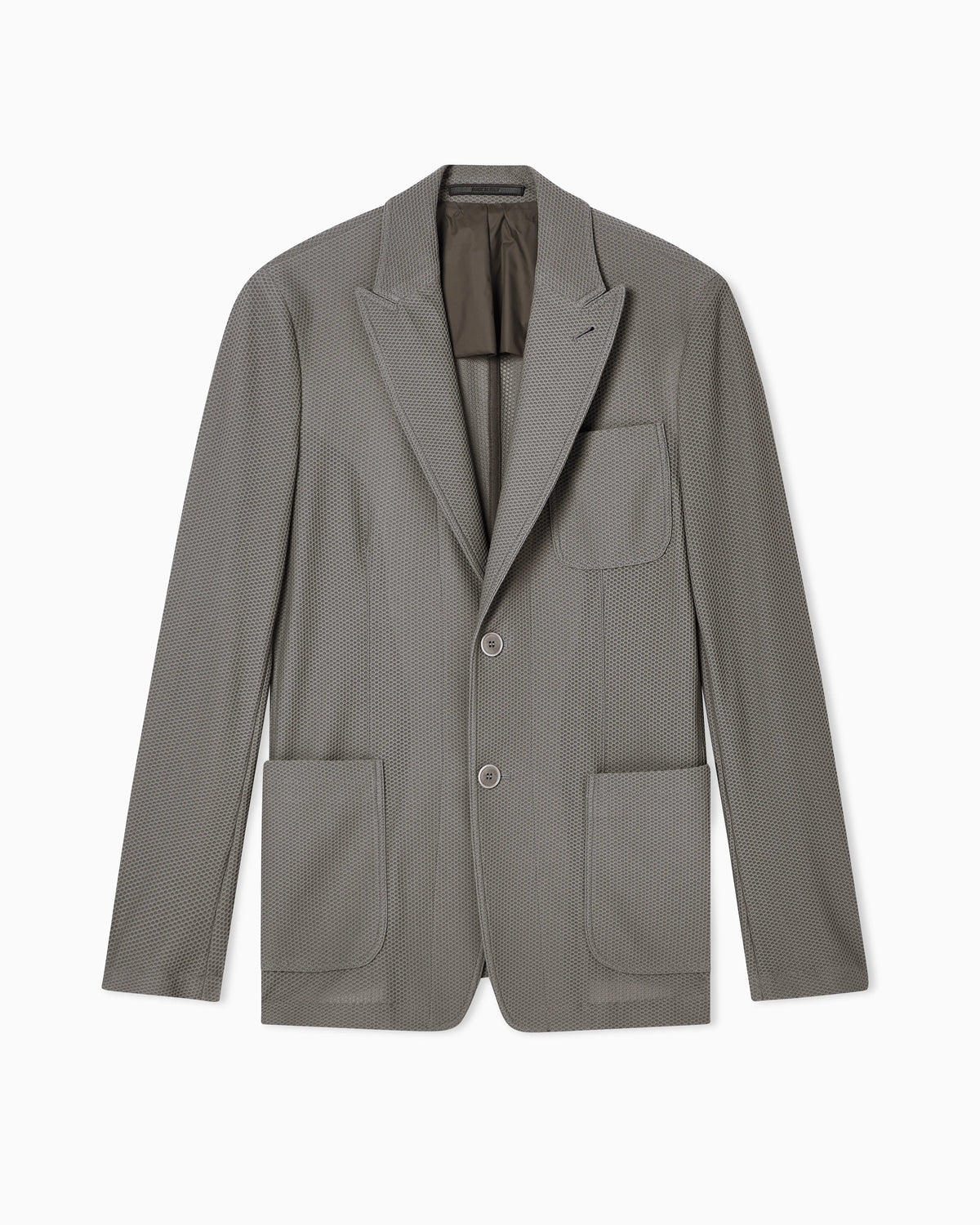 Single-breasted jacket in technical waffle fabric