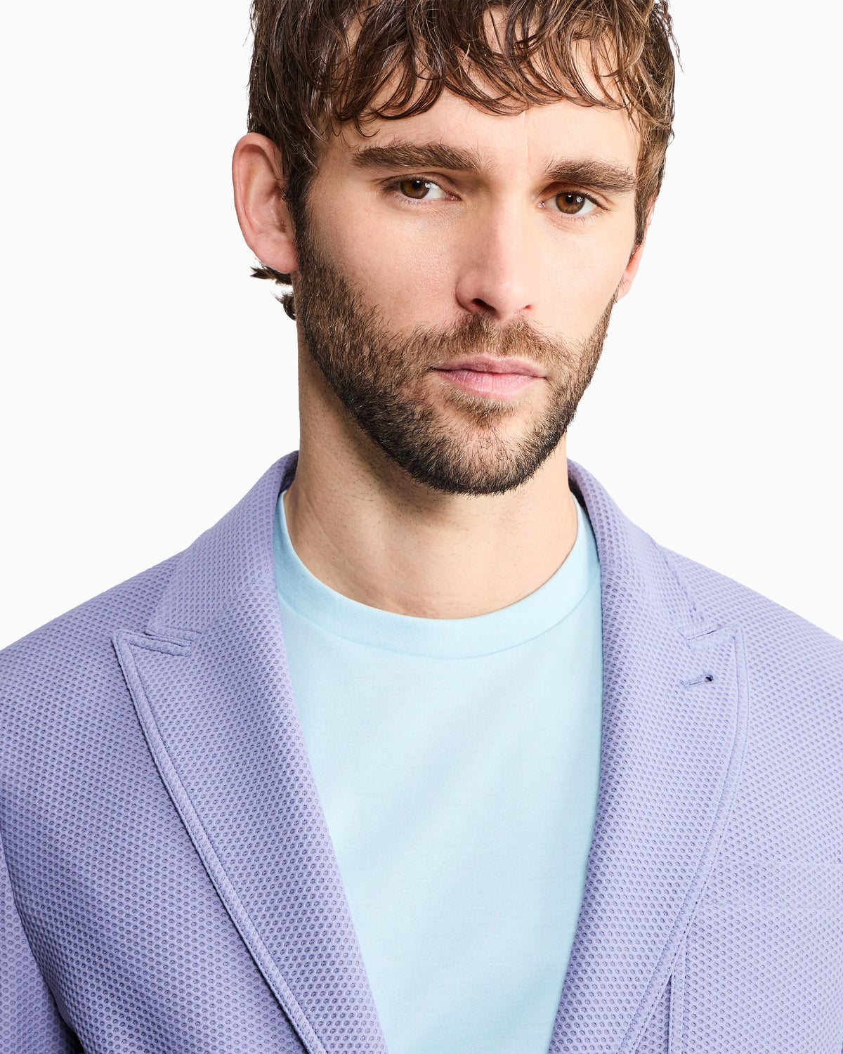 Single-breasted jacket in technical waffle fabric