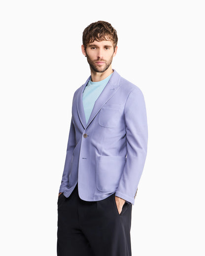Single-breasted jacket in technical waffle fabric