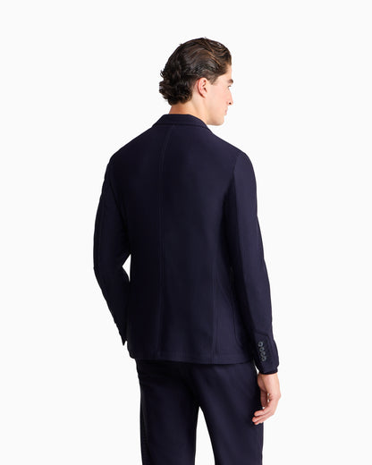 Single-breasted jacket in technical waffle fabric
