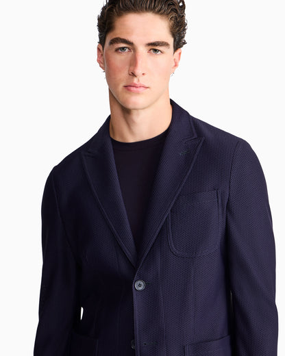 Single-breasted jacket in technical waffle fabric