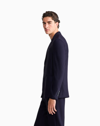 Single-breasted jacket in technical waffle fabric
