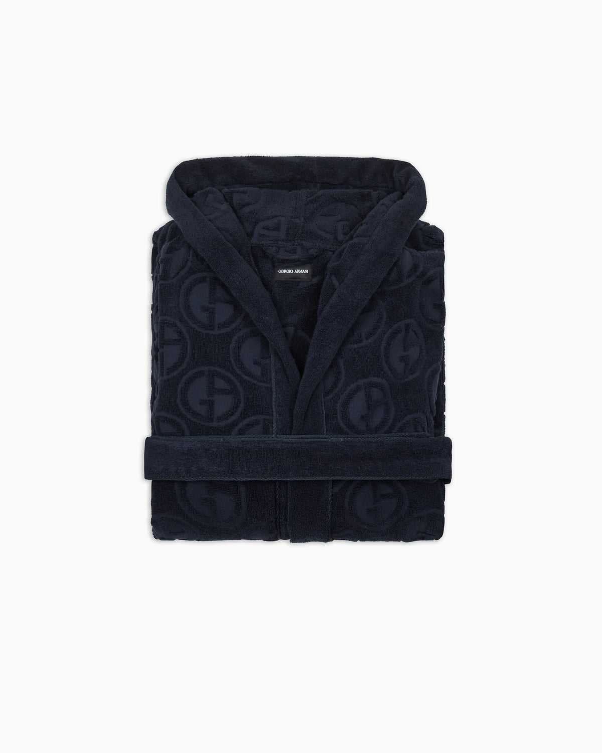 Monogram bathrobe  in cotton terry with a hood