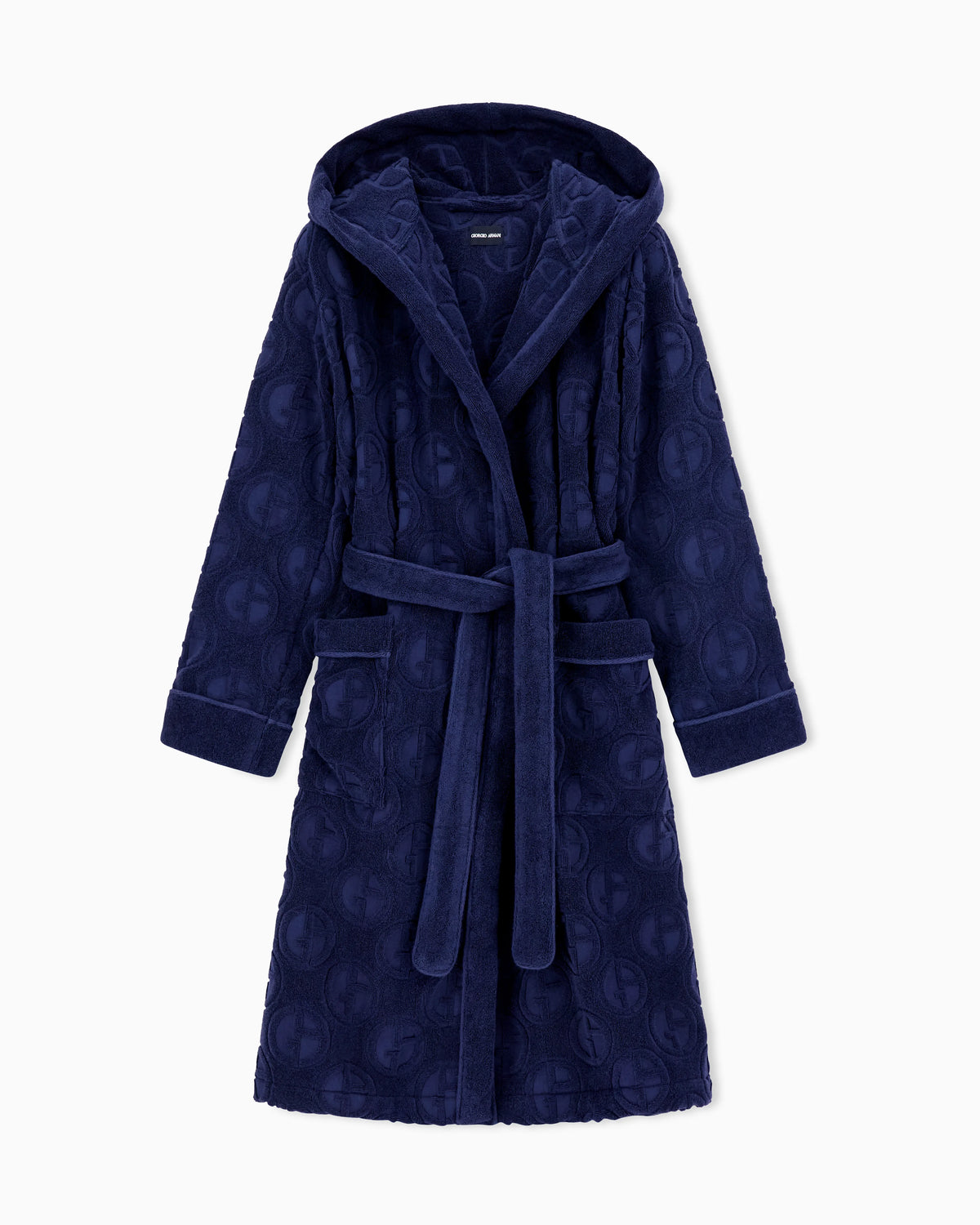 Monogram bathrobe  in cotton terry with a hood