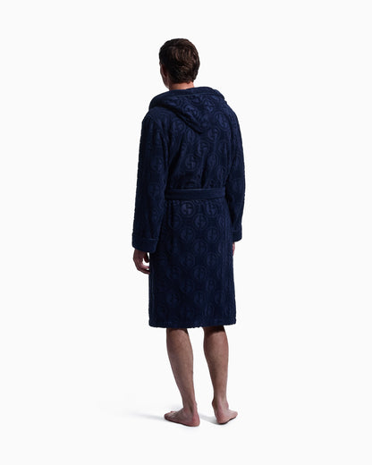 Monogram bathrobe  in cotton terry with a hood