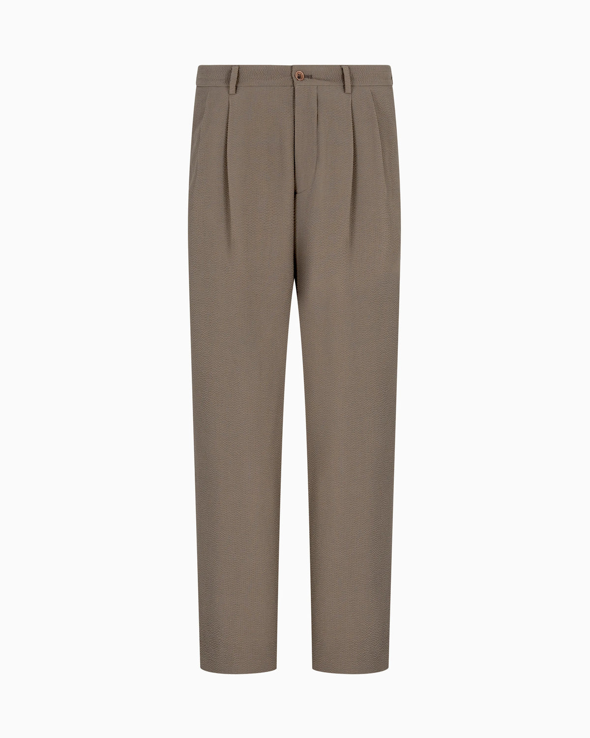 Double pleat trousers in virgin wool seersucker