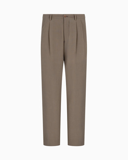 Double pleat trousers in virgin wool seersucker