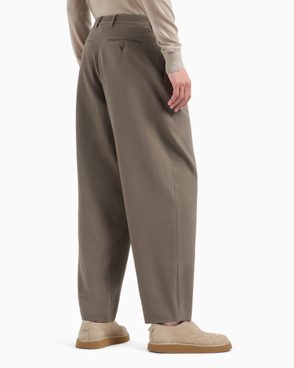 Double pleat trousers in virgin wool seersucker