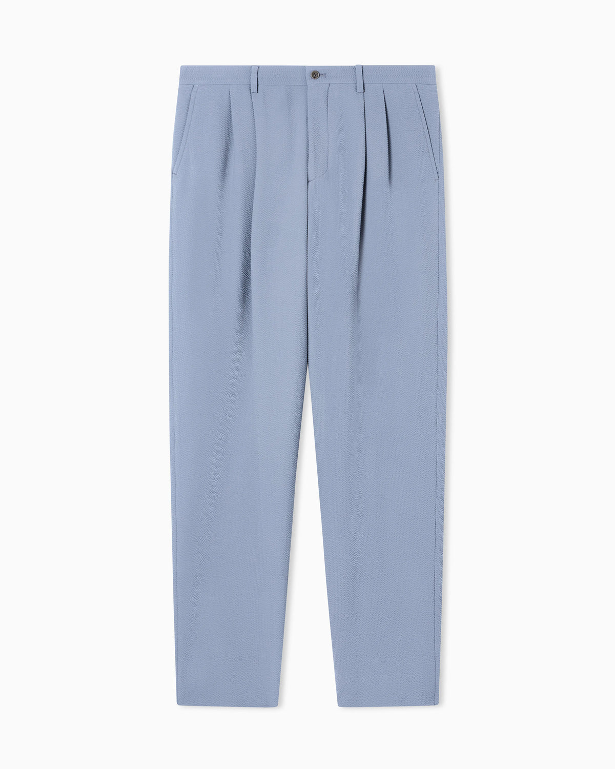 Double pleat trousers in virgin wool seersucker