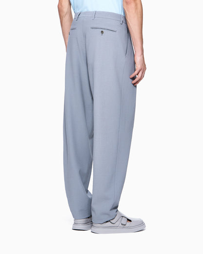 Double pleat trousers in virgin wool seersucker