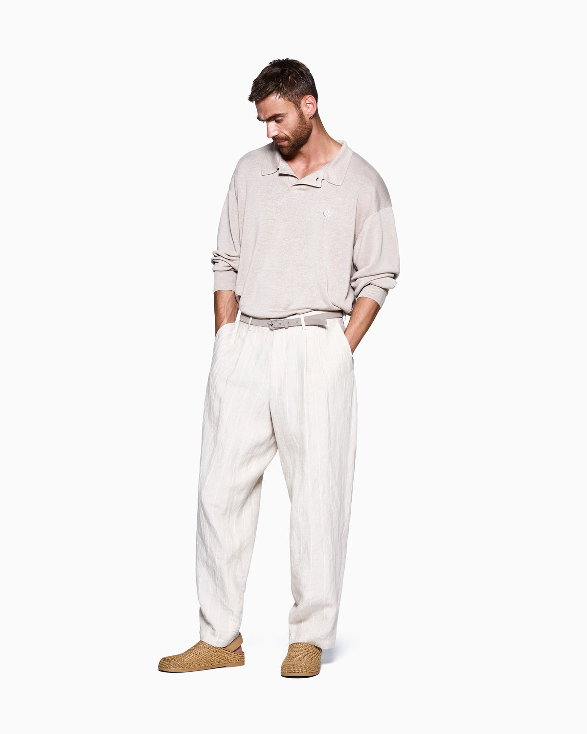 double-pleat linen trousers