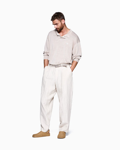 double-pleat linen trousers
