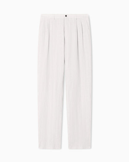 double-pleat linen trousers