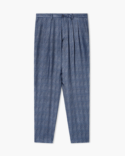 Double-pleat printed viscose trousers