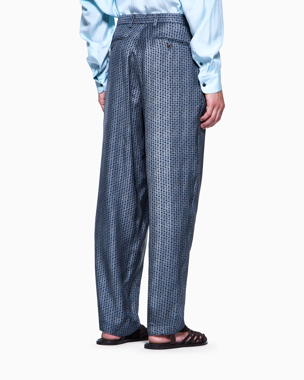 Double-pleat printed viscose trousers