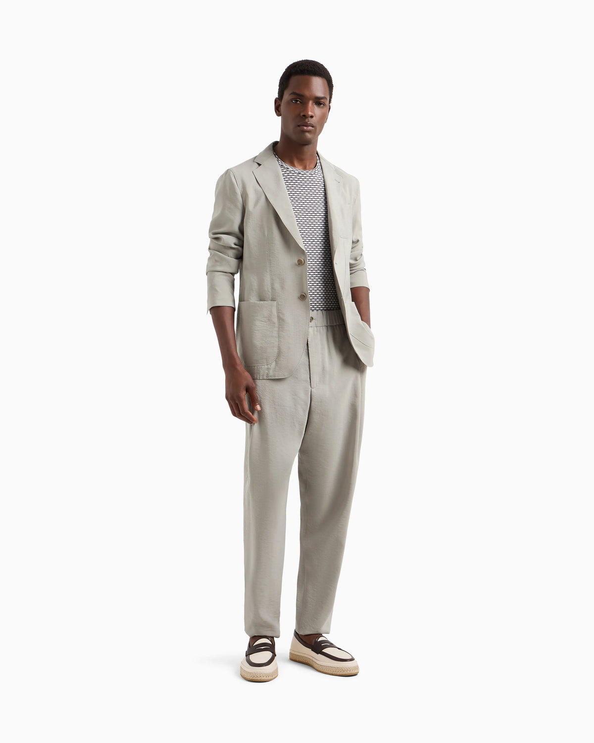 Washed, silk-blend, single-pleat trousers