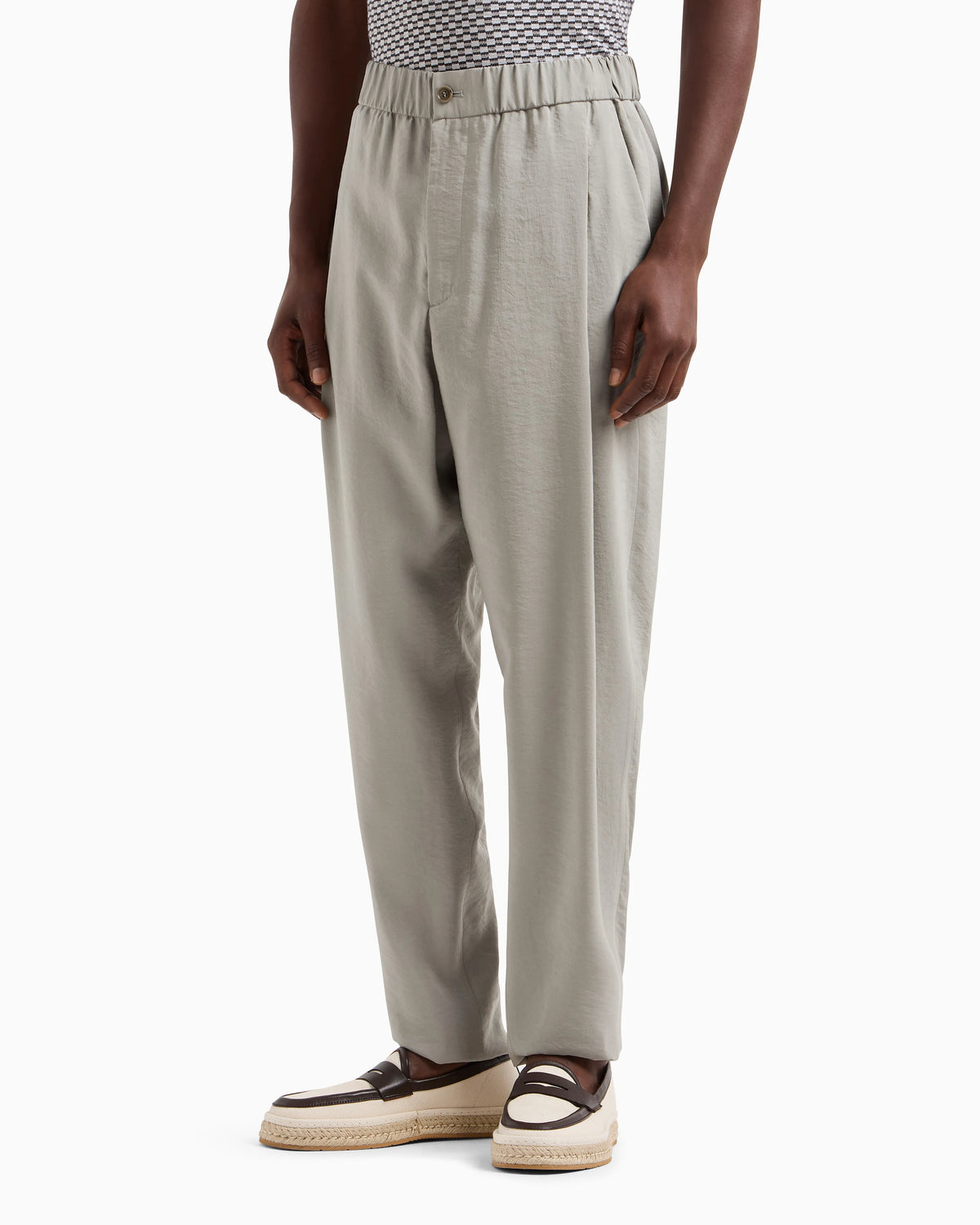 Washed, silk-blend, single-pleat trousers