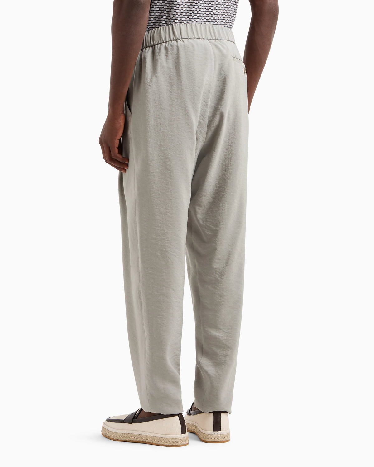Washed, silk-blend, single-pleat trousers
