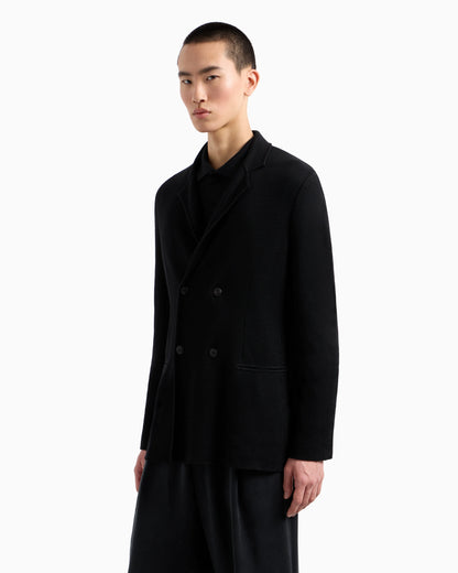 Double-breasted jacket in virgin wool and cashmere