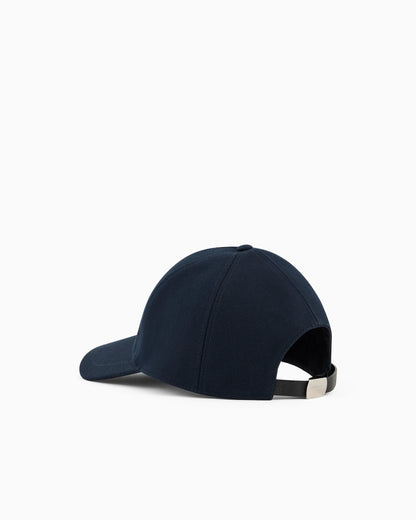 Cotton baseball cap with leather logo
