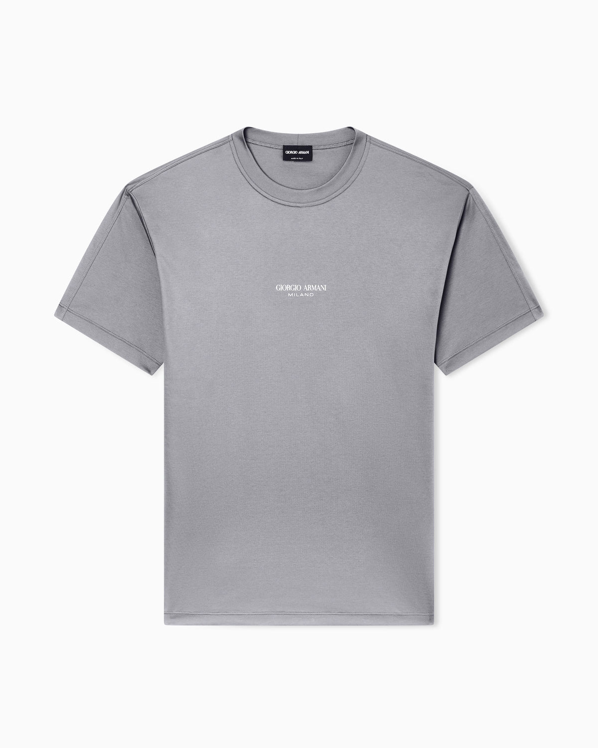 Crew Neck T-shirt in Pure Cold-Dyed Cotton with Logo