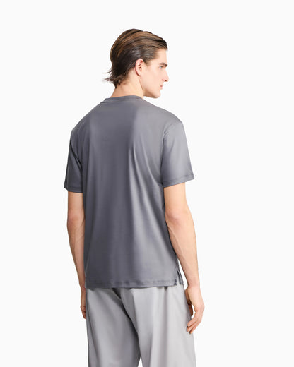 Crew Neck T-shirt in Pure Cold-Dyed Cotton with Logo