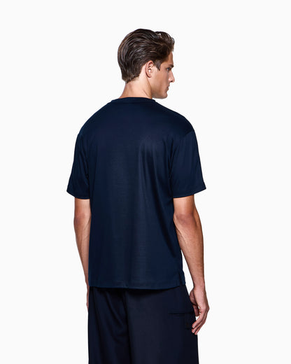 Crew Neck T-shirt in Pure Cold-Dyed Cotton with Logo
