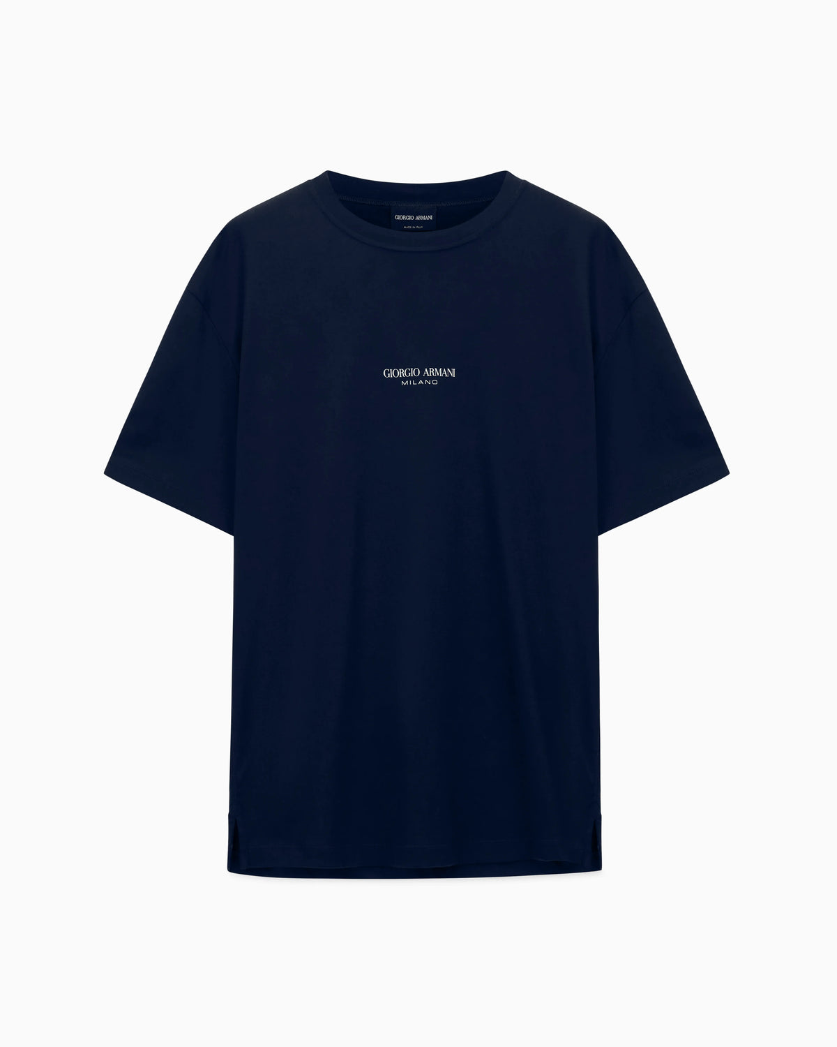 Crew Neck T-shirt in Pure Cold-Dyed Cotton with Logo