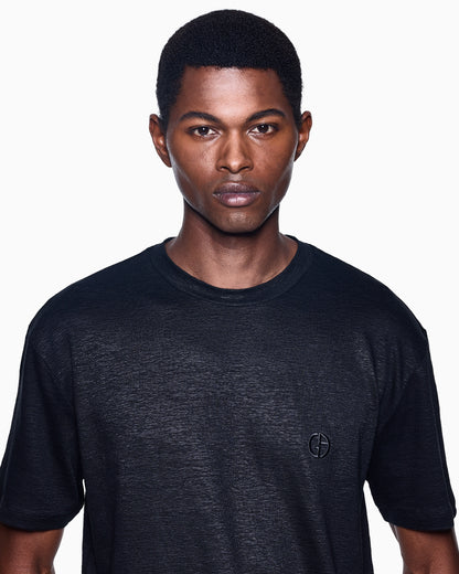 Stretch-linen crew-neck T-shirt
