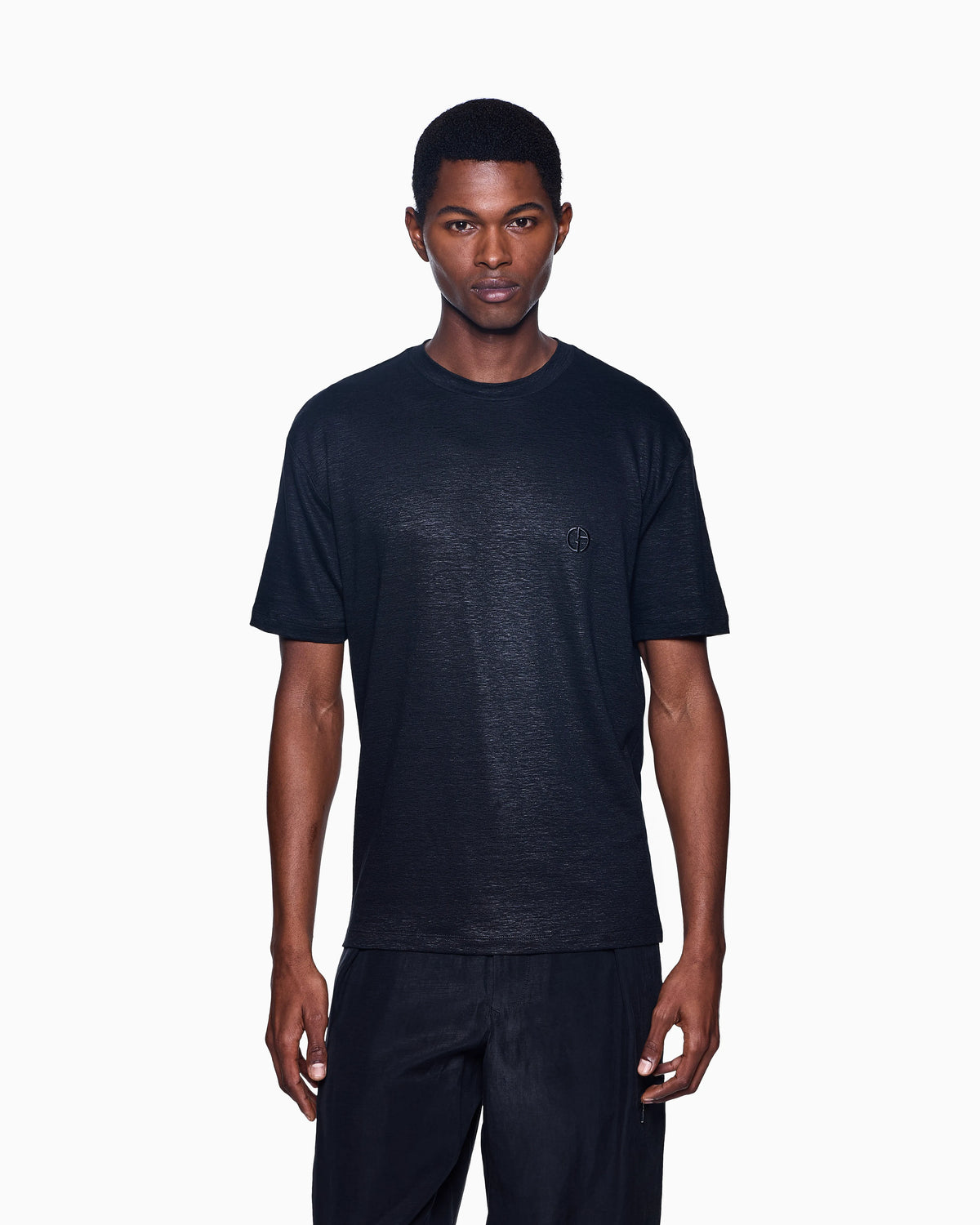 Stretch-linen crew-neck T-shirt