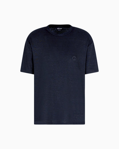 Stretch-linen crew-neck T-shirt