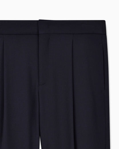 Single-pleat wool-crêpe trousers