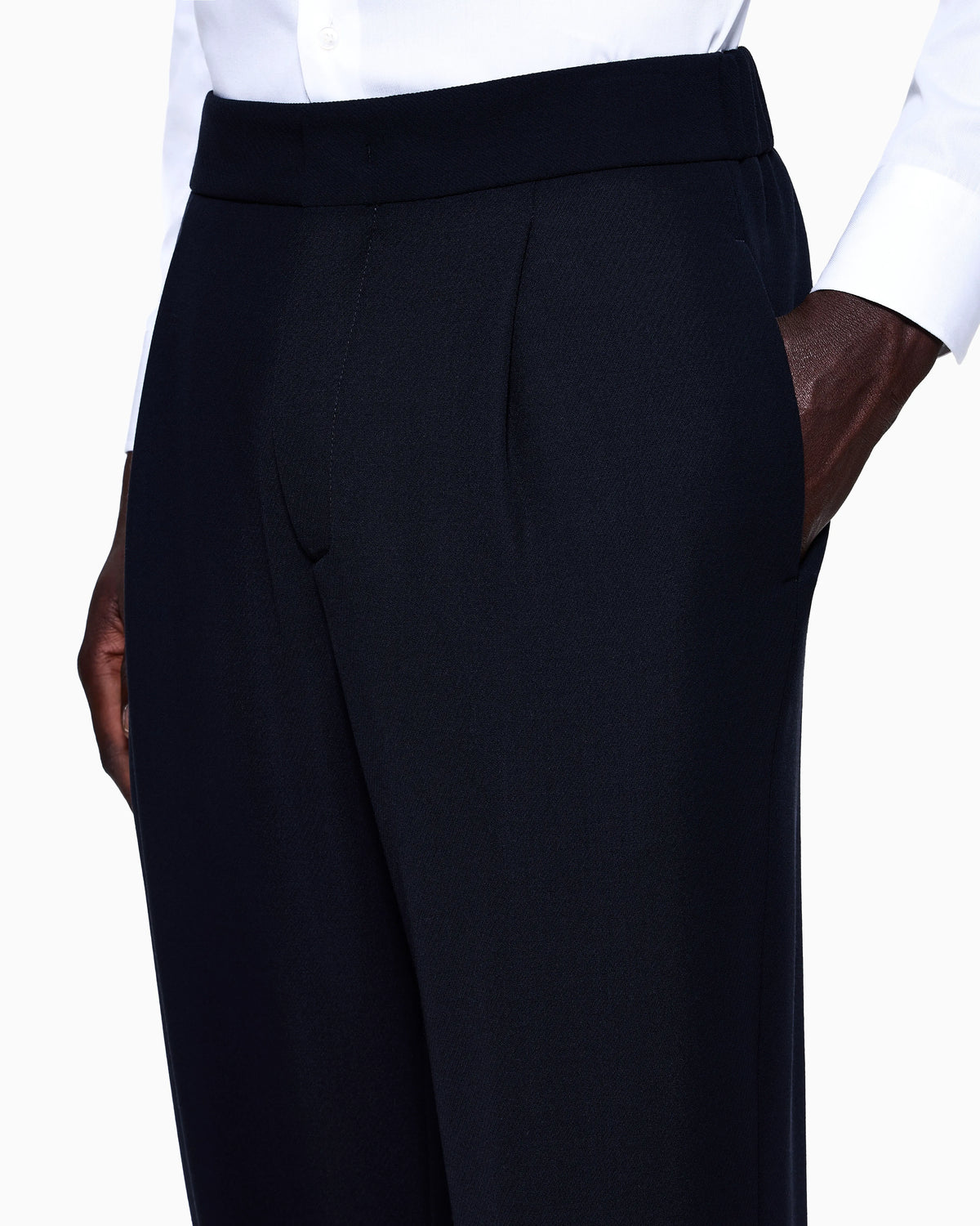 Single-pleat wool-crêpe trousers