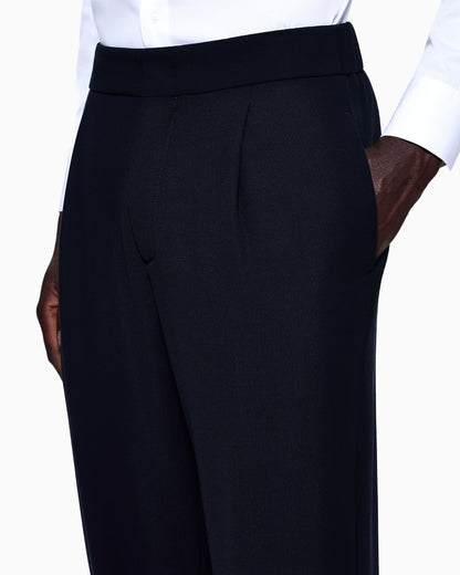 Single-pleat wool-crêpe trousers
