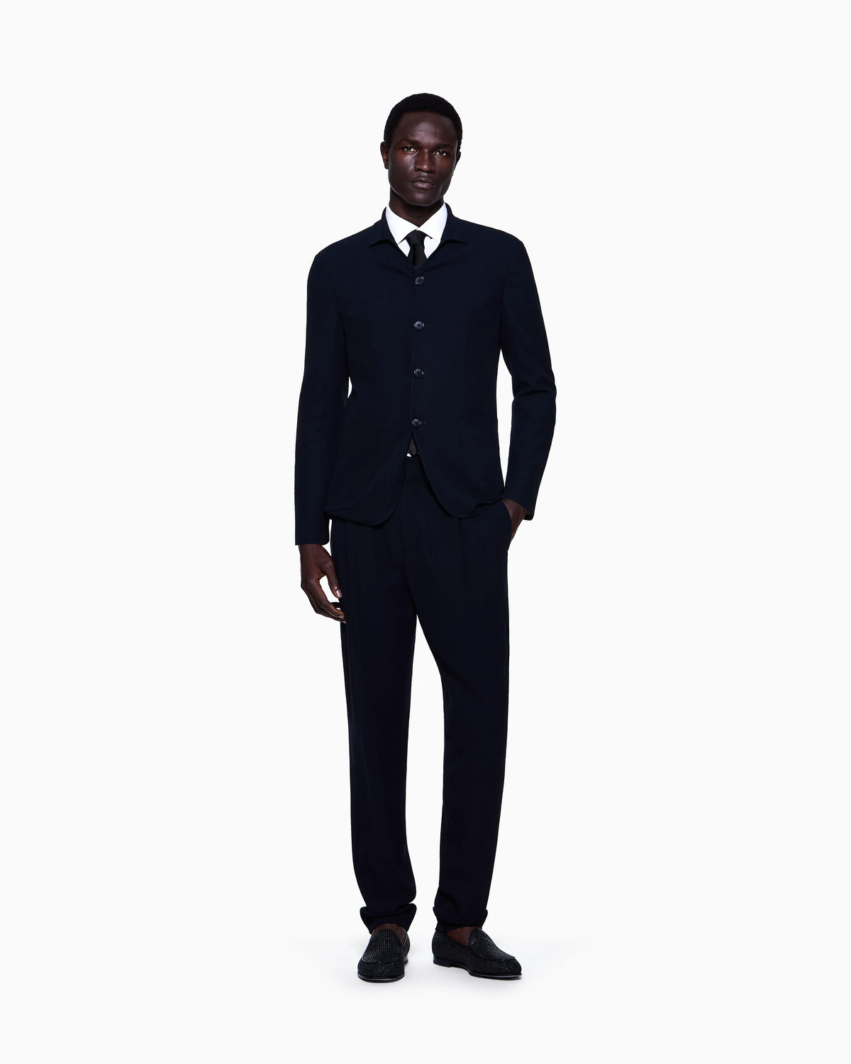 Single-pleat wool-crêpe trousers