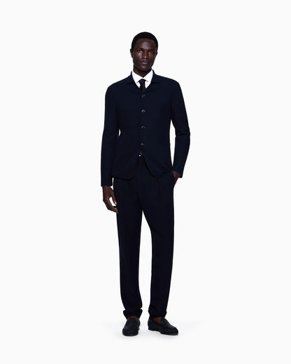 Single-pleat wool-crêpe trousers