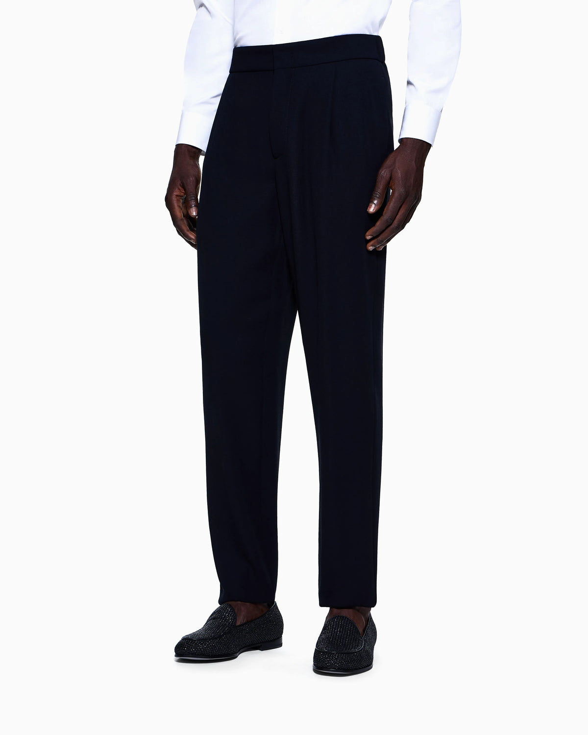 Single-pleat wool-crêpe trousers