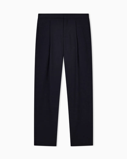 Single-pleat wool-crêpe trousers
