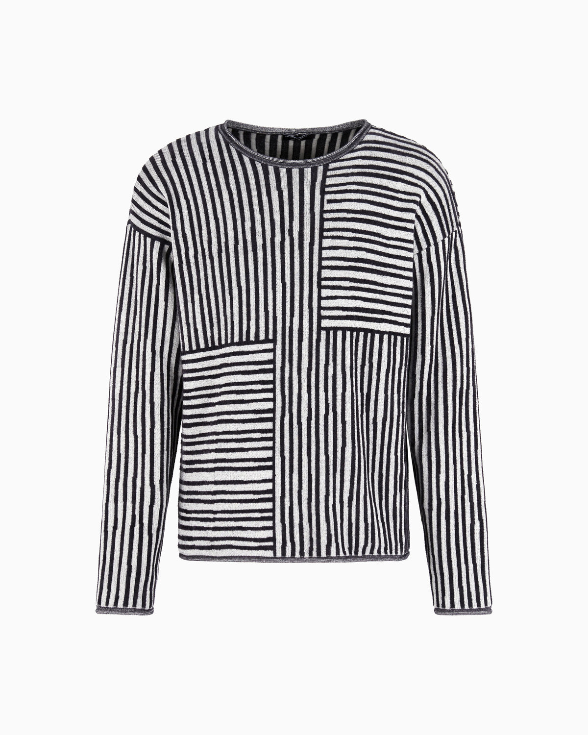 Crew-neck jumper in a viscose and cotton jacquard