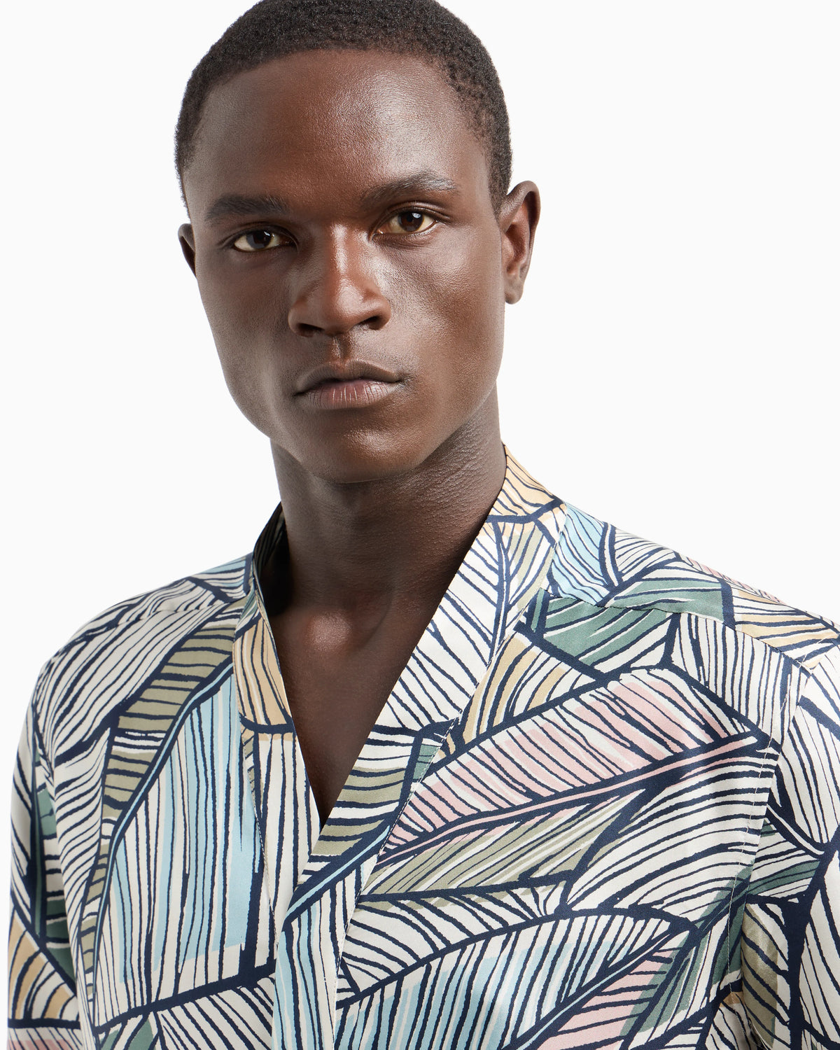 Printed silk short-sleeved shirt