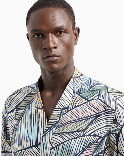 Printed silk short-sleeved shirt