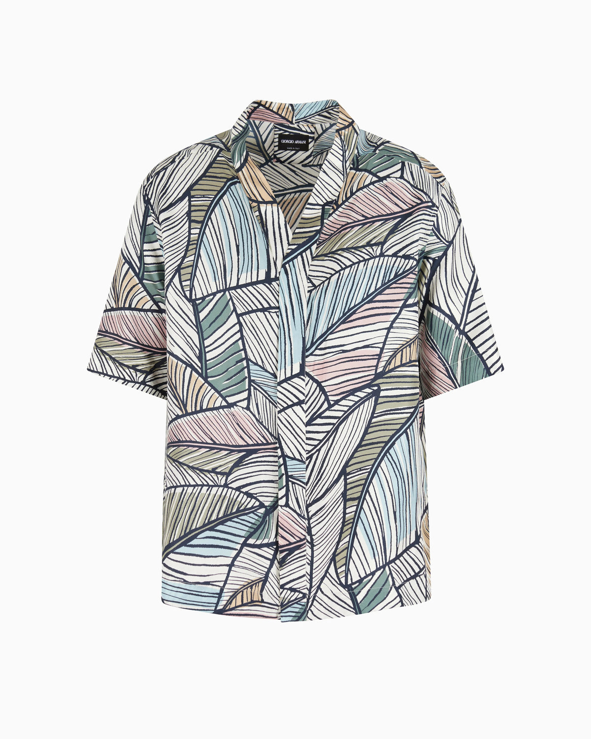 Printed silk short-sleeved shirt