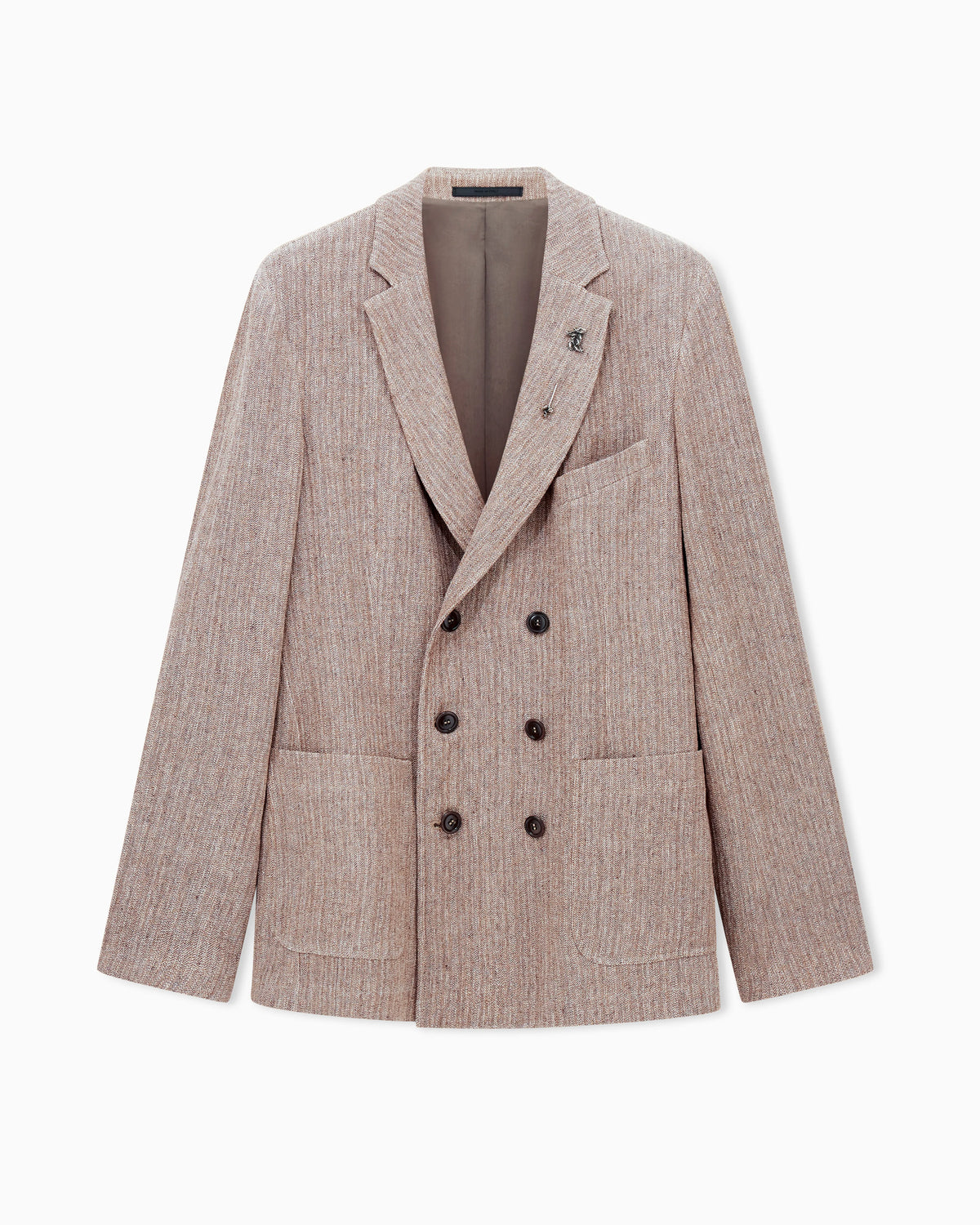 Double-breasted jacket in a mouliné linen jacquard