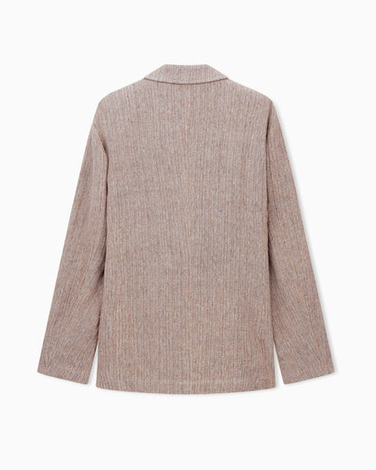 Double-breasted jacket in a mouliné linen jacquard
