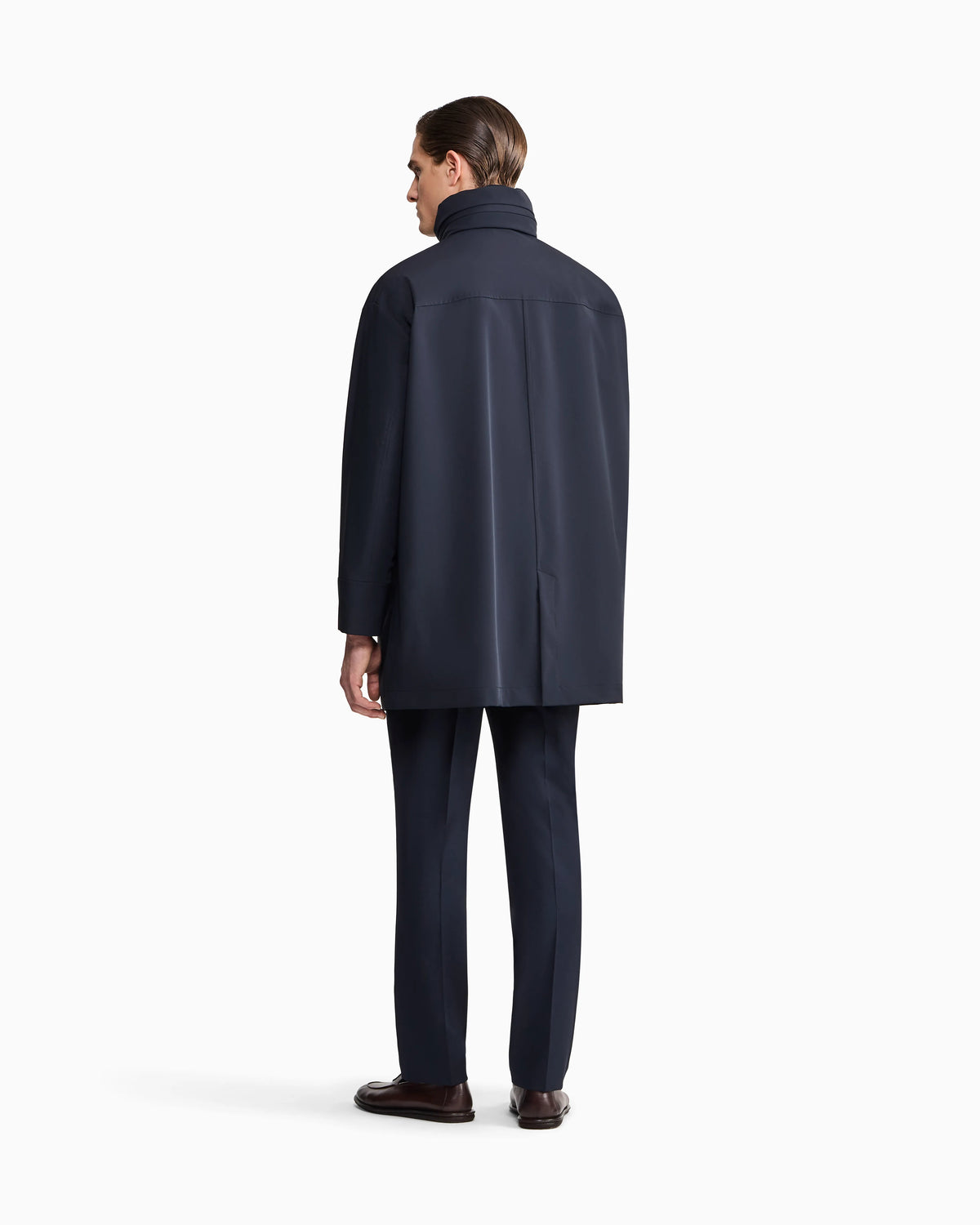 Stretch nylon pea coat