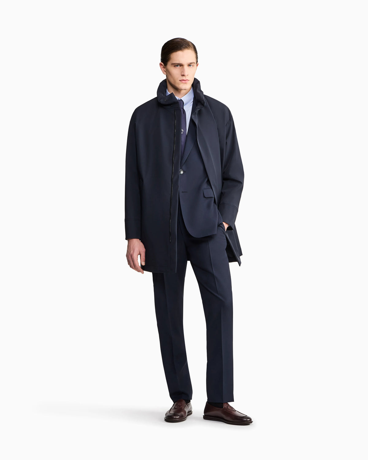 Stretch nylon pea coat