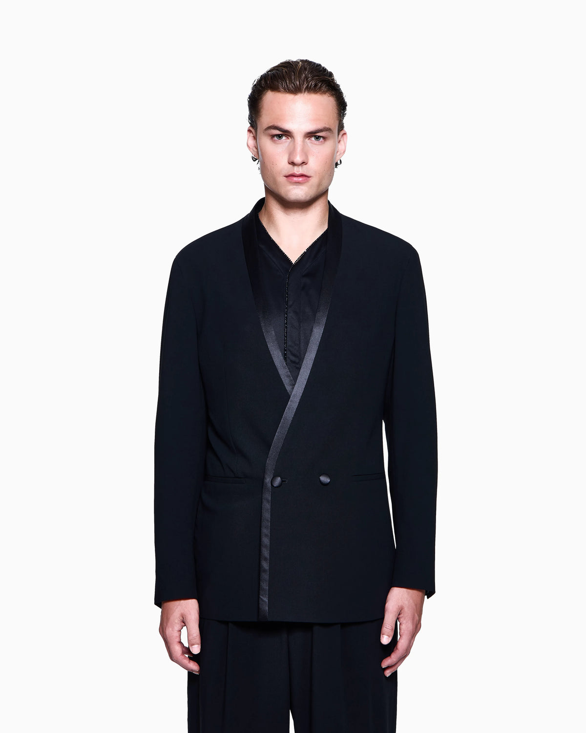 wool-crêpe double-breasted jacket